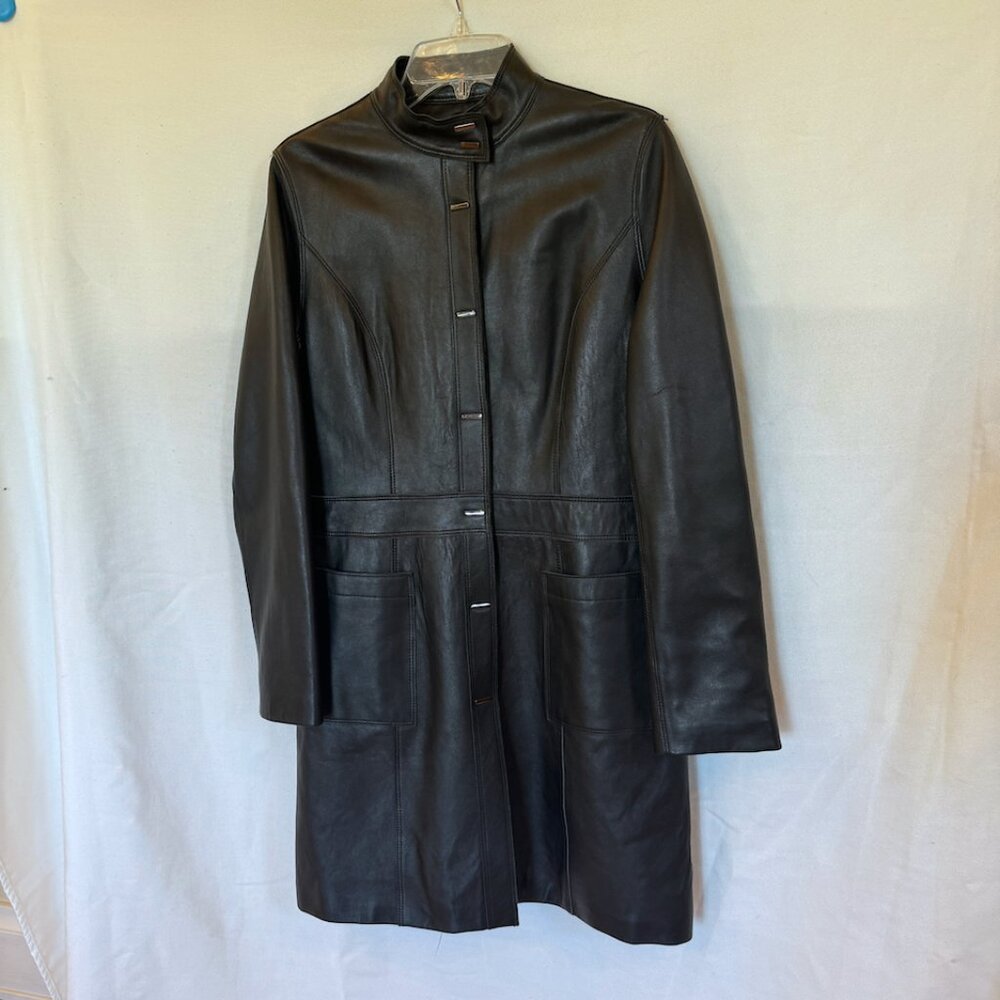 Artifacts Black Leather Jacket Coat Cool Snap Clo… - image 1